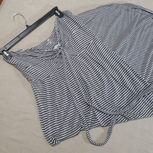 Striped Grey Strapless Maxi Dress